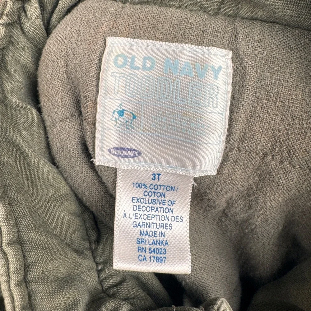 Vintage Old Navy Jacket Toddler 3T Olive Green Military Surplus Utility Coat Y2K